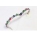 Women's Bangle 925 Sterling Silver red blue green zircon marcasite Stones A 298